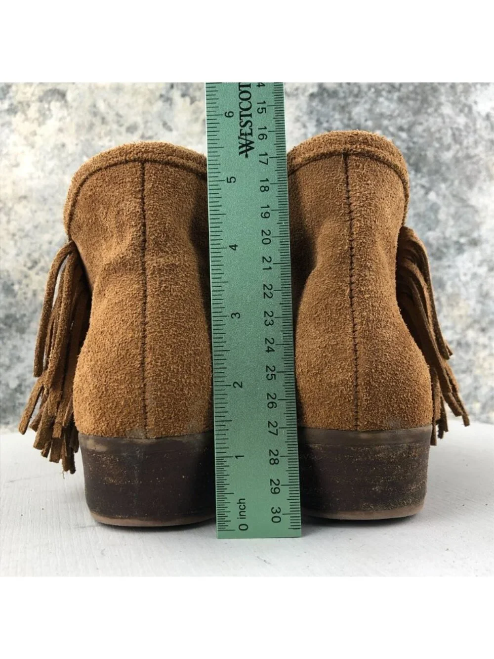 Minnetonka Women's Size 9.5 Blake Brown Suede Fringe Side Zip Ankle Booties